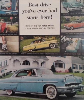 Paredes brancas cupê azul vintage década de 1950 anúncio com estampa Mercury  - Imagem 1 de 4