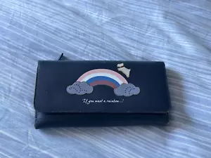 Radley Purse Navy Blue leather Large Dog Rainbow quote 'If you want a rainbow.' - Picture 1 of 7