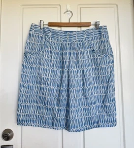 Boden Skirt Short Size UK/AU 16R /US 12R Linen Lined Pockets Blue White Casual - Picture 1 of 14