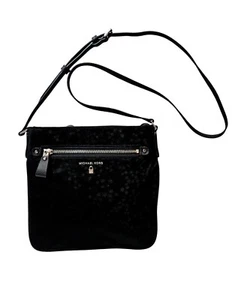 Michael Kors Kelsey Nylon Large Star Print Crossbody Bag Black Purse 32H7S02C3J - Picture 1 of 11