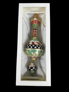 MacKenzie Childs Ornament White Holly Drop Iconic Black & White OVP 10" - Bild 1 von 12