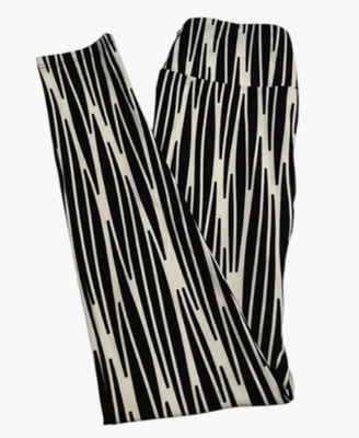 Леггинсы LuLaRoe OS One нейтральные ЧЕРНО-БЕЛАЯ полоса ТИГРОВАЯ ЗЕБРА животное для Хэллоуина - Изображение 1 из 4