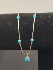 Cuentas de plata líquida 925, piedra azul, 18" - Imagen 1 de 10