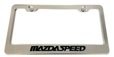 Marco de matrícula de acero inoxidable con emblema de velocidad Mazda 3D libre de óxido con tapas Foto 1 de 4