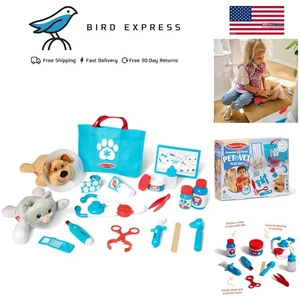 Pet Vet Play Set 24-Piece Animal Doctor Kit with Plush Dog & Cat for Kids Age... - Picture 1 of 11