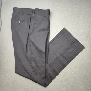 Zegna Pants Mens 30x34 Black Stripe Flat Front Wool Dress Slacks Trousers Work - Picture 1 of 14