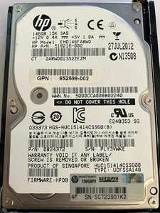 2x 146GB Genuine HP 15k SAS 2.5" HDD DL360 DL380 DL385 DL580 G5 6 G7 G8 G9 G10 - Picture 1 of 6