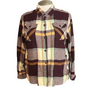 Woolrich Flannel Cotton Plaid Shirt Jacket Button Up Vintage XL Womans - Picture 1 of 10