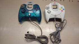 Sega Dreamcast Controller Lot Of 2. Original White & Blue Mad Catz. FOR PARTS