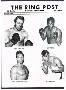 RARE 1968 Cleveland Williams boxing program Zyglewicz Forte Borden Houston TX  - Picture 1 of 1