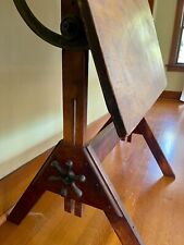 Antique Hamilton wood & cast iron drafting table