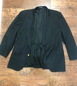 Stanley Blacker Men's 44 R Black Blazer Gold Tone Metal Buttons Wool Blend, B#12 - Picture 1 of 3