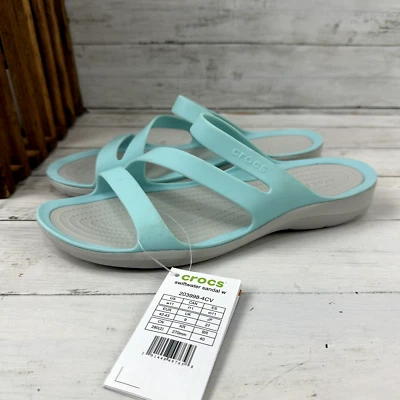 CROCS Patricia Women 11 Blue Gray Wedge Slide Comfort Slide Sandals NWT NEW - Image 1 of 4