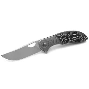Miguron Dromos Flipper Folding Knife Ti CF Handle M390 Plain Edge Satin 611CWBN - Picture 1 of 4