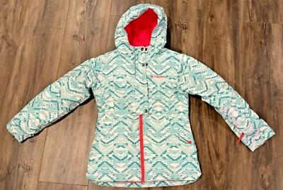 COLUMBIA Omni-Tech Girls S Hooded Jacket Coat Multicolor Geometric Print - Image 1 of 4