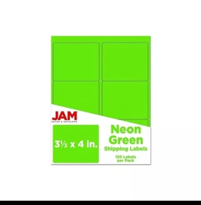 JAM Paper Shipping Address Label 3 1/3" x 4" Neon Green 354328037 - Picture 1 of 3