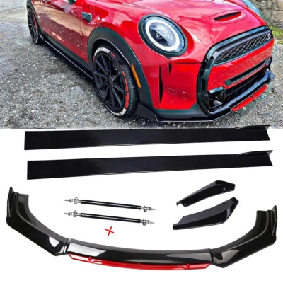 For Mini Cooper Countryman S Front Bumper Lip Chin Splitter Spoiler Black Red Foto 1 de 4