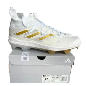 Adidas Adizero Afterburner NWV TP Size 12 Baseball Cleats White/Gold GZ6513 - Picture 1 of 5