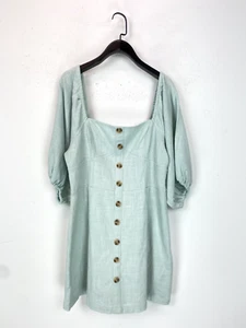 Billabong A-line Dress 3/4 Sleeve Cotton Mint Green Size M New with Tags - Picture 1 of 11