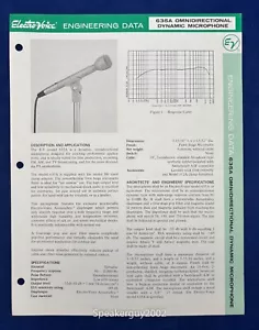EV - Electro Voice Engineering Data Brochure - 635A Microphone - Picture 1 of 1