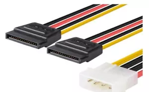 Molex to SATA Power Adapter, (3 Pack) 4 Pin Molex (LP4) to Dual 15 Pin SATA Y Ca - Picture 1 of 3