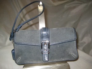 Coach Blue Suede Wristlet with Name Tag Size 7" X 4". EUC - Picture 1 of 5