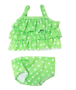 Green And White 2Pc. Polka Dot Swimsuit For 18” American Girl Doll - Picture 1 of 1