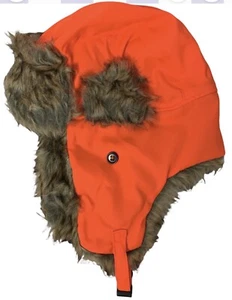 Neon Orange TROOPER Ski TRAPPER AVIATOR ARCTIC WINTER PILOTA CAPPELLO PELLICCIA SINTETICA OSSO - Foto 1 di 1