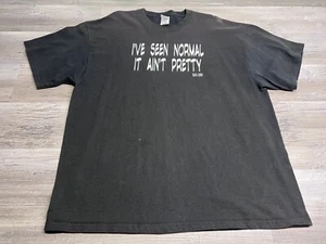 Vintage Funny Slogan T-Shirt Normal Ain't Pretty Faded Black Grunge Mens Sz 2XL - Picture 1 of 9