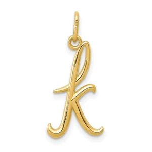 14k Yellow Gold Initial Letter K Charm Pendant 0.91 Inch - Picture 1 of 4