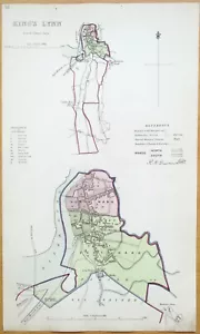 Antique Map KING'S LYNN Original Hand Coloured Town Street Plan Dawson 1832 - Picture 1 of 3