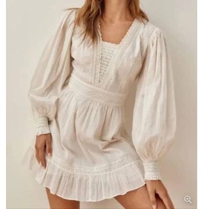 Vestido de encaje para mujer Reformation talla 2 Elisabetta algodón crema - Imagen 1 de 11