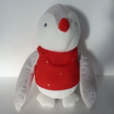 *. Doudou BOULE OBAIBI PINGOUIN  rouge gris blanc étoile doré ETAT NEUF - Photo 1/4