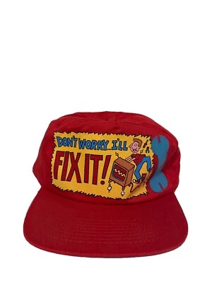 Vintage Don’t Worry… I’ll FIX IT! Sombrero de camionero rojo SnapBack divertido hombre herramienta Foto 1 de 4
