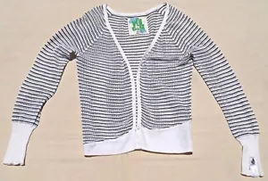 VOLCOM Women's Cardigan Cotton Stretchy Knit White Black Stripes Summer XS - Picture 1 of 8