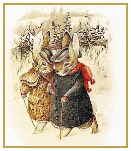 Beatrix Potter Peter Rabbit marche d'hiver conte de fées motif point de croix compté