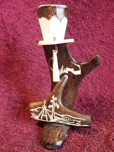 VINTAGE HANDMADE REINDEER HORN CANDLE HOLDER PRIMITIVE FOLKART SWEDEN SWEDISH - Picture 1 of 4