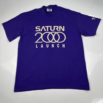 Vintage Saturn Year 2000 Launch Automotive Purple Promo T-shirt Men's Large - Изображение 1 из 4