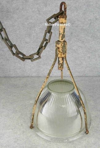 Vintage Industrial 1912 Holophane 6522 Shade Pendant Light Lighting Fixture RARE Cover