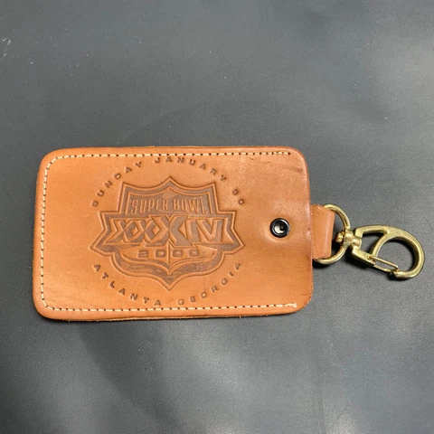 Super Bowl XXXIV Leather Luggage Tag Bag ID St. Louis Rams Champs Atlanta GA Cover