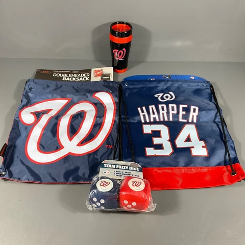 Washington Nationals MLB Ultimate Fan Gift Lot Drawstring Bag, Bag, Dice, Bottle Cover