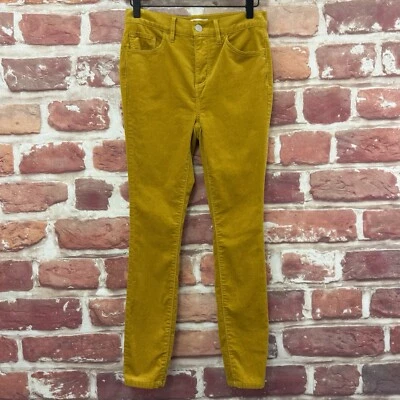 Ann Taylor Loft 裤子女式 2 芥末黄色精细灯芯绒高腰紧身 — 第 1/4 张图片