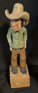 Vintage Hand Carved Cowboy Caricature Signed Cook Carvings by Charlie Folk Art - Picture 1 of 7