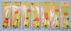 7 units - Bucktail Jigs Fluke Lures 3oz Yellow 7/0 Ultra Minnow Fluke Lure Lot - Bild 1 von 2