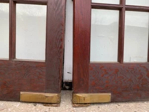 (2 Pairs) Antique Beveled Glass 15-pane Swinging Parlor Doors - Picture 1 of 10
