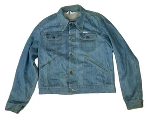 VTG 70s USA WRANGLER NO FAULT DENIMS WESTERN DENIM JACKET SANFOR SET COWBOY L 42 - Picture 1 of 12