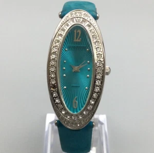 Joan Rivers Watch Women22mm Crystal Blue Oval Dial Leather Band New Battery - Picture 1 of 14