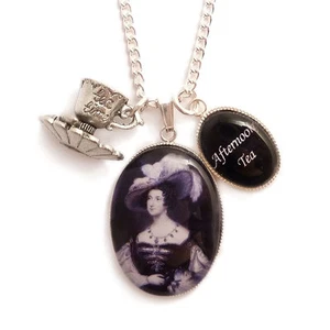 Tea cup necklace Victorian AFTERNOON TEA teatime time gothic goth steampunk - Picture 1 of 3