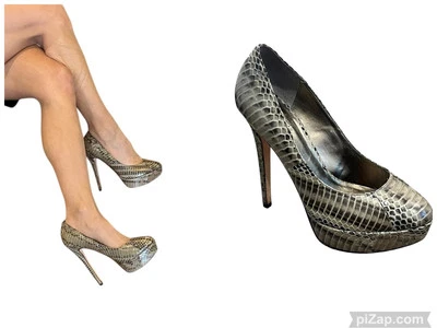 BOMBA DE PLATAFORMA PELLE MODA SEXY PIEL DE SERPIENTE ESTAMPADA TACÓN DE AGUJA ALTO TALLA 8 $175 Foto 1 de 4