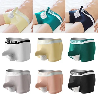 Сексуальное мужское нижнее белье трусы-боксеры лед шелковая сетка дышащие слон нос сундуки - Изображение 1 из 4